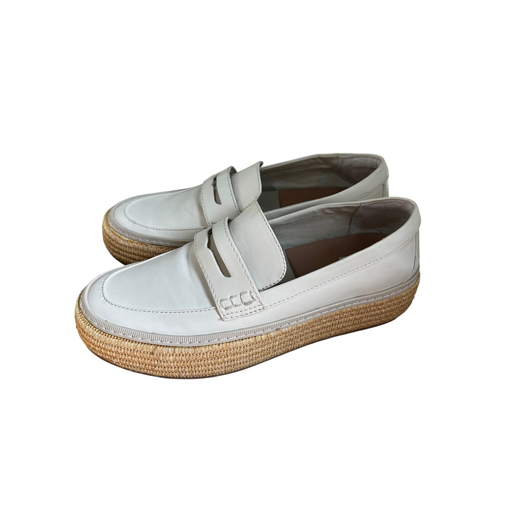 Dolce Vita Rhyne White PU Leather Platform Loafer Espadrille Shoes‎ Size 9